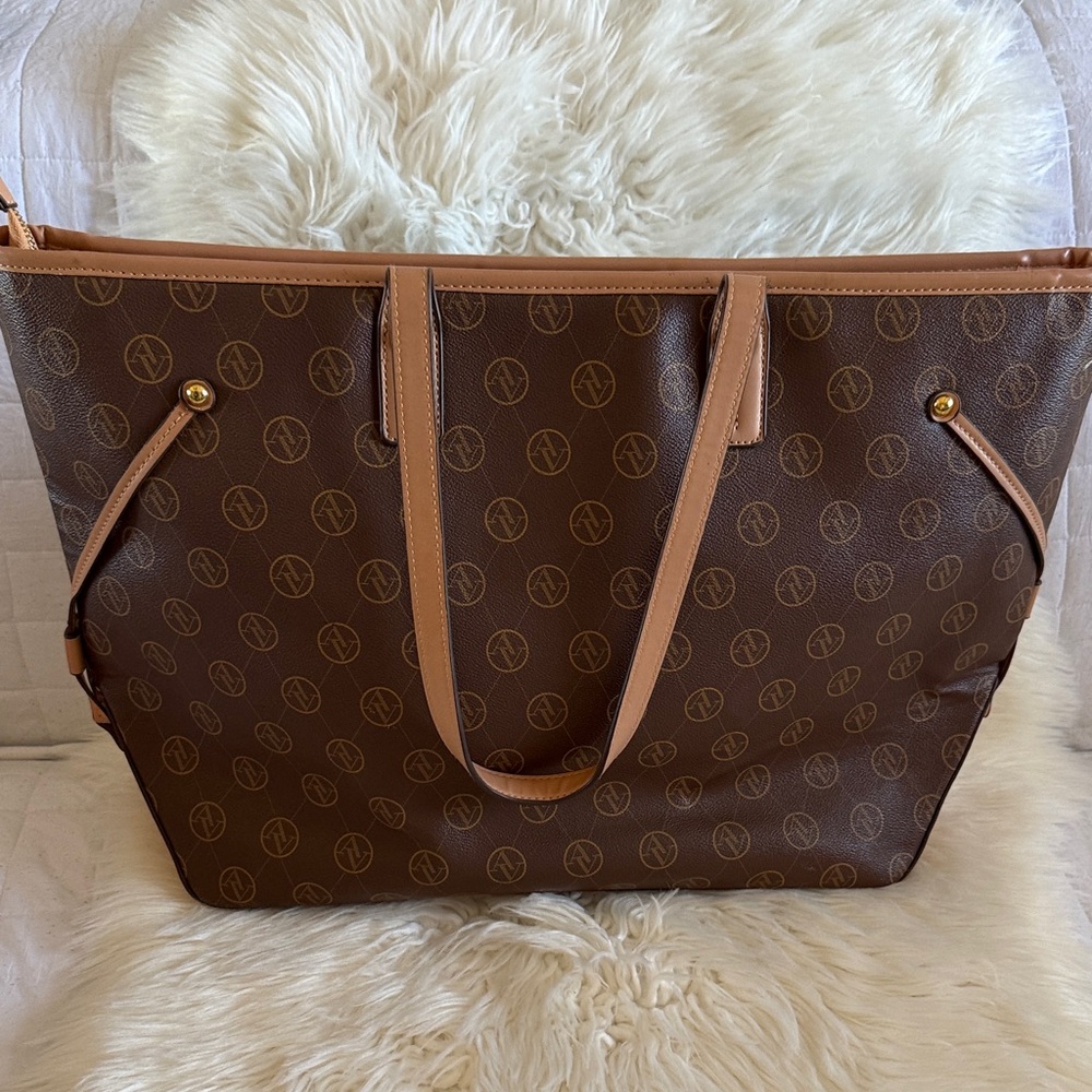 Adrienne Vittadini Brown Monogram Tote - Picture 4 of 4